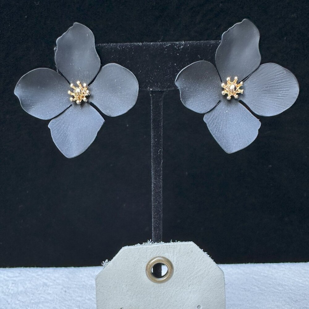 Anthropologie 'Garden Party' Earrings in Black with Gold Accent NWT - Picture 6 of 6